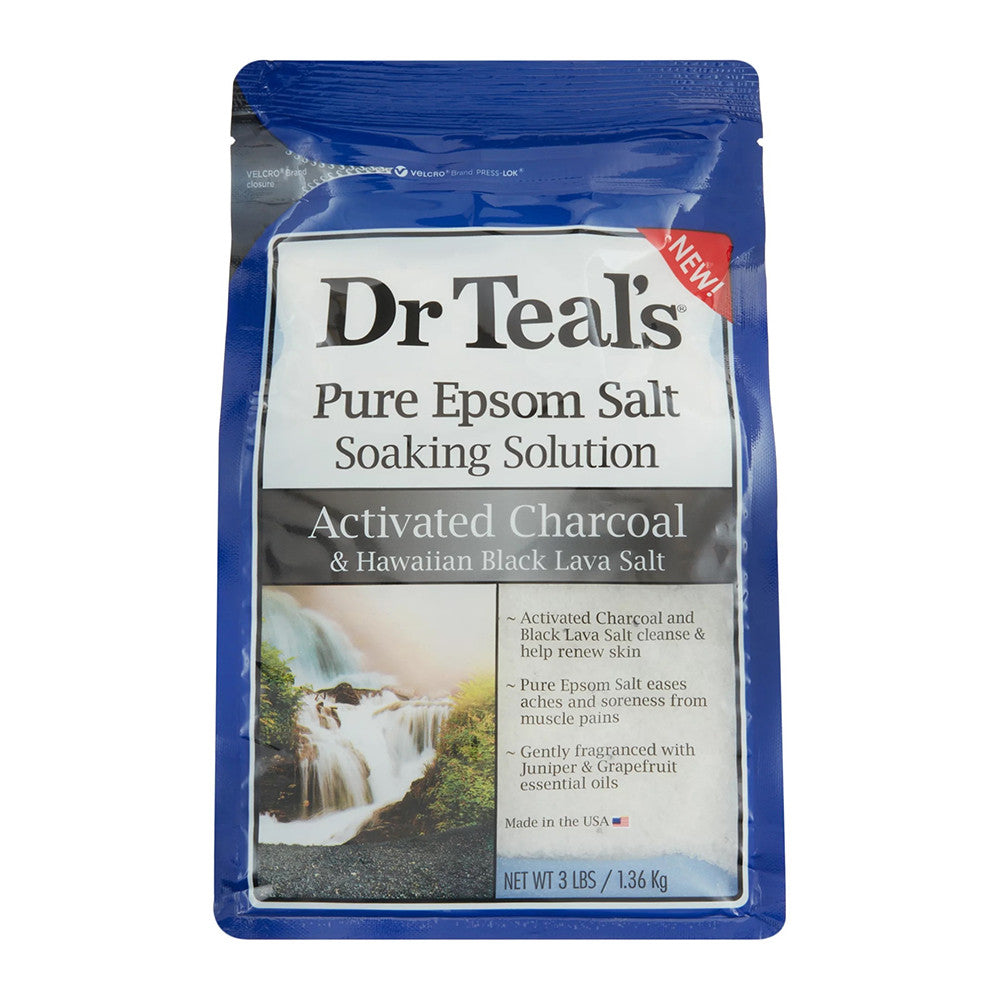 Dr Teals Pure Epsom Salt Soaking Solution, Activated Charcoal, 3 Lb